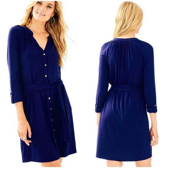 Lilly Pulitzer Bailor Dress in Navy Blue- XS - Picture 1 of 6
